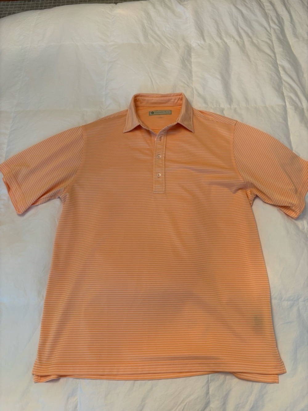 Men's Donald Ross Golf Polo - Striped Orange Size L